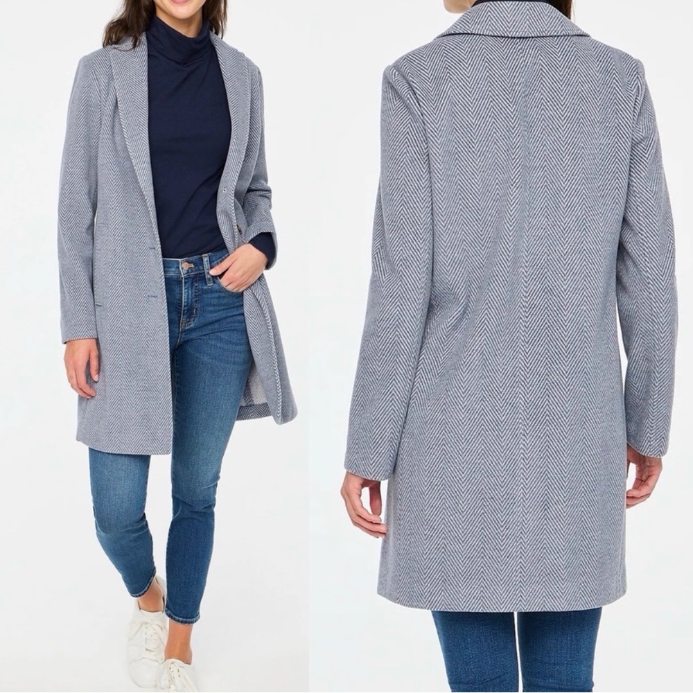 J. Crew Factory Herringbone Topcoat Blue EUC sz 12